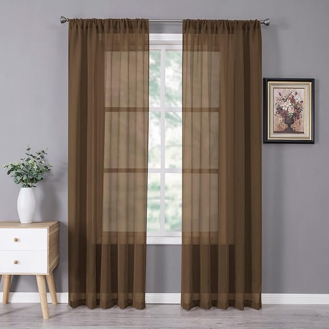 Tollpiz Sheer Curtains Bedroom Linen Textured Curtain Sheers Light Filtering by Tollpiz
