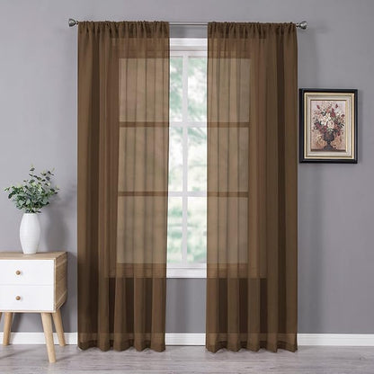 Tollpiz Sheer Curtains Bedroom Linen Textured Curtain Sheers Light Filtering by Tollpiz