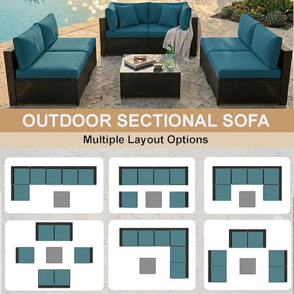 KIGOTY 7-Piece Patio Furniture Set, All-Weather PE Rattan Outdoor Sectional Sofa - Image 4