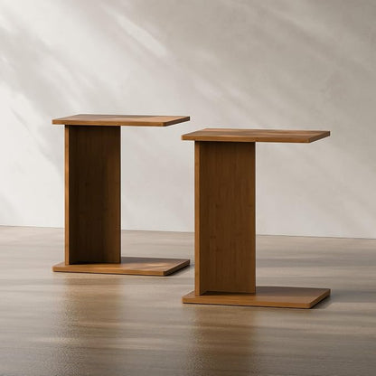 RECCI Solid Bamboo C-Shaped End Table Set of 2 by RECCI