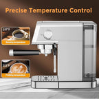 Espresso Machine,20 Bar Semi-Automatic Espresso Maker with Milk Frother,Compact Stainless Steel Coffee Machine with 40oz Removable Water Tank for Cappuccino,Latte, Americano,Sliver for Home