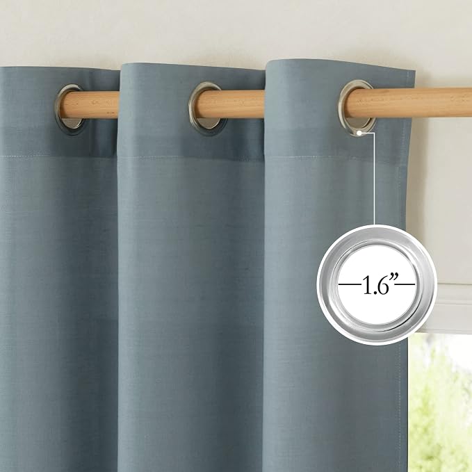 NICETOWN Stone Blue Short Linen Curtains - Image 2