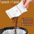 Sarasota Coffee Ground Packets | Gourmet Flavored Medium Roast Bulk Coffee Packs | Salted Caramel | Low Acid Mold Free Singles Individual Pouches for 12 Cup Coffee Maker | 2.5 Ounce Bags, 36 Count