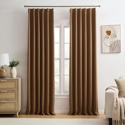 Cappuccino Brown Mocha Curtains 40x90 Inches Long 2 Panels Set, Pinch Pleated by KEQIAOSUOCAI