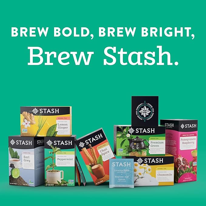 Stash Tea Chamomile Herbal Tea - Naturally Caffeine Free, Non-GMO Project Verified Premium Tea with No Artificial Ingredients, 30 Count (Pack of 6) - 180 Bags Total