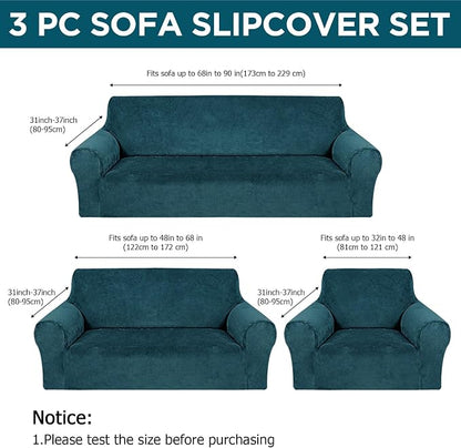 Peryiter 3 Pcs Couch and Loveseat Covers Set Sofa Cover - Image 2
