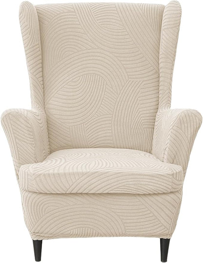 HAOYONG Wing Chair Slipcovers Printed Wingback Chair Covers 2 Pieces Wingback by HAOYONG