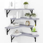 ROMGUAR CRAFT Corner Floating Shelves Wall Mounted Set of 4, Rustic Wood by ROMGUAR+CRAFT