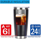Pandance 20oz Stainless Steel Insulated Tumblers with Lid and Straw Bulk, Double Wall Vacuum Water Cups for Hot & Iced Coffee Drinks Travel Mug (Black, 1 pack)