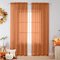 Sheer Orange Curtains 84 inch Length 2 Panels Set, Airy Soft-Touching Rod by OVZME