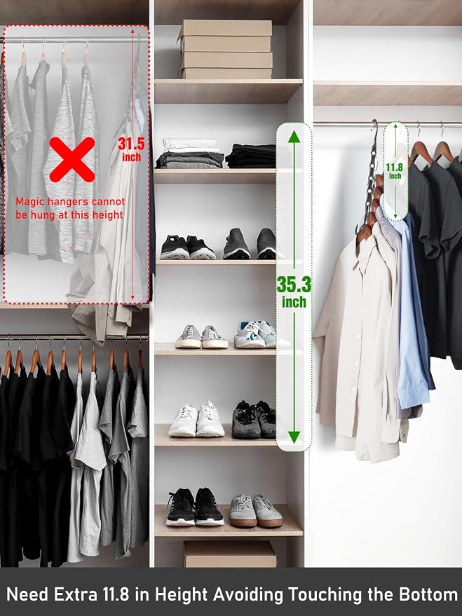 HOUSE DAY Black Magic Space Saving Hangers 10 Pack, Premium Smart Hanger Hooks - Image 7