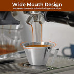 2 Pcs Espresso Cups with Handle, Stainless Steel Espresso Accessories, Double Spout Metal Measuring Cup with Dual Scale, Espresso Shot Cup with V-Shaped Mouth, 3.4OZ/100ML(Silver)