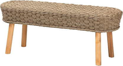 bali & pari Denver Modern Bohemian Natural Seagrass and Acacia Wood 5-Piece - Image 4