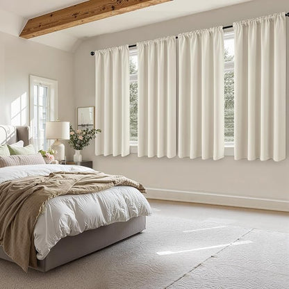 MIULEE 4 Panels Set Cream Beige Blackout Curtains 63 Inch Length Bedroom | - Image 5