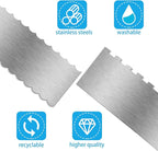 2 Pieces 8.7 Inche Stainless Steel Cake Scraper，Double Sided Patterned Edge Stripe Edge Smoother Scraper Cake Decorating，Cake Decorating Comb Cake Scraper (2, 2)