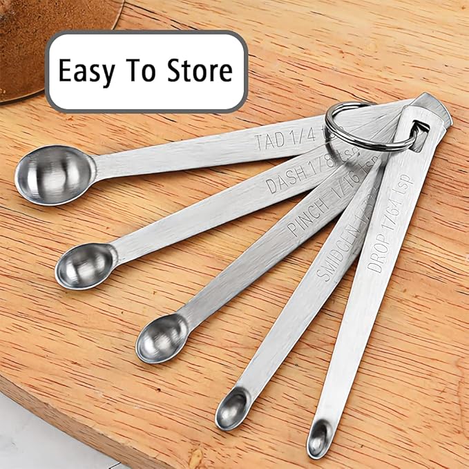 2PCS 1/16 Teaspoon(1/16tsp, 0.31ml, Pinch) Single Tiny Measuring Spoon, Small Individual Stainless Steel Measure Spoons Only