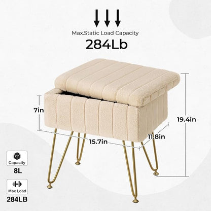 Greenstell Vanity Stool Chair Faux Fur - Image 3