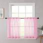 Pink Kitchen Curtains 30 Inch Length Tier 2 PCS, Solid Soft Airy Half Curtains by WelvetBLK