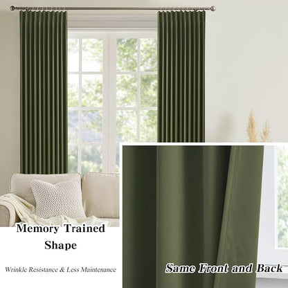Dark Olive Pinch Pleated Curtains 72 Inches Long - Image 5
