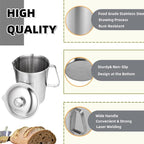 70 oz Stainless Steel Pitcher with Lid and Handle – Large Metal Measuring Cup with Markings, 2 Liter Water Jug for Frothing Milk, Latte Art, Coffee, Iced Tea, Espresso, Hot or Cold Liquids