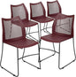 Flash Furniture HERCULES Series 5 Pack 661 lb. Capacity Burgundy Stack Chair by FlashFurniture