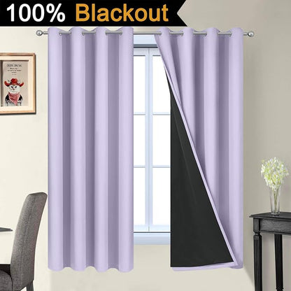 Yakamok Lilac 100% Blackout Curtains 63 Inches Long - Image 2