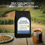Ethiopia Yirgacheffe Coffee Beans, Whole Bean Medium-Light Roast with Stone Fruit, Caramel & Toasted Pine Nuts, Flavored Ethiopian Coffee, Single Origin 35.2 oz (2.2lb) Bag
