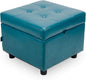 H&B Luxuries Tufted Leather Square Flip Top Storage Ottoman Cube Foot Rest by HBLuxuries