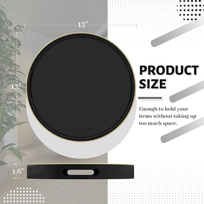 MAONAME Black Decorative Tray for Coffee Table, Modern Round Serving Tray - Image 2