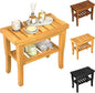 Bamboo Shower Bench Stool with Storage Shelf Waterproof Shower Chair Spa Bath by Greenual