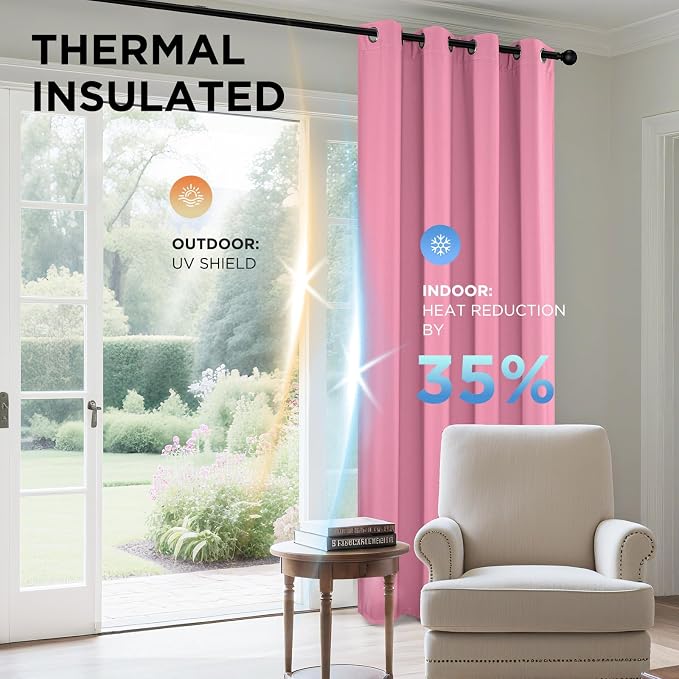 Joydeco Blackout Curtains 63 Inchs Long 52 Wide Black Out Curtains 2 Panels - Image 5