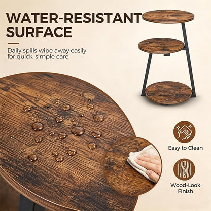 BEWISHOME Round Side Table, 3-Tier End Table, Nightstand - Image 8