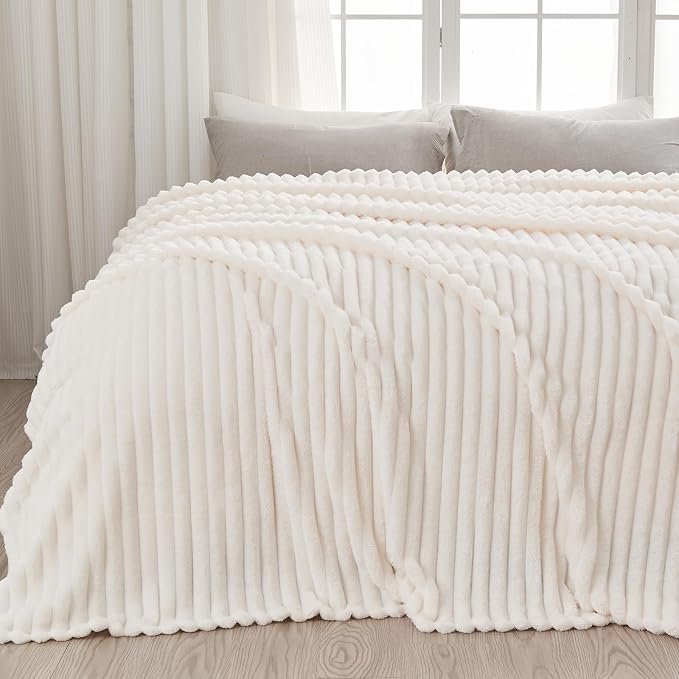 NEWCOSPLAY Fleece Ribbed Cozy King Blanket by NEWCOSPLAY