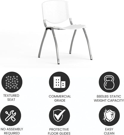 Flash Furniture HERCULES Series 880 lb. Capacity White Plastic Stack Chair - Image 5