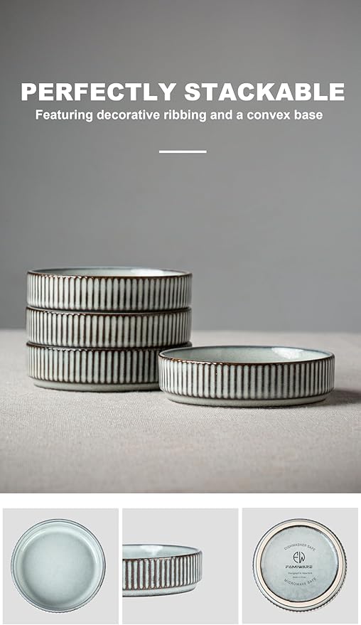 famiware Star Soy Sauce Dish Ceramic Dipping Bowls Set of 6, 4 oz Individual Dip Sauce Cups/Bowls/Dishes/Plates, Small Serving Bowl for Side Dishes, Dessert, Ice Cream, Condiments, Sushi - Smoky Blue