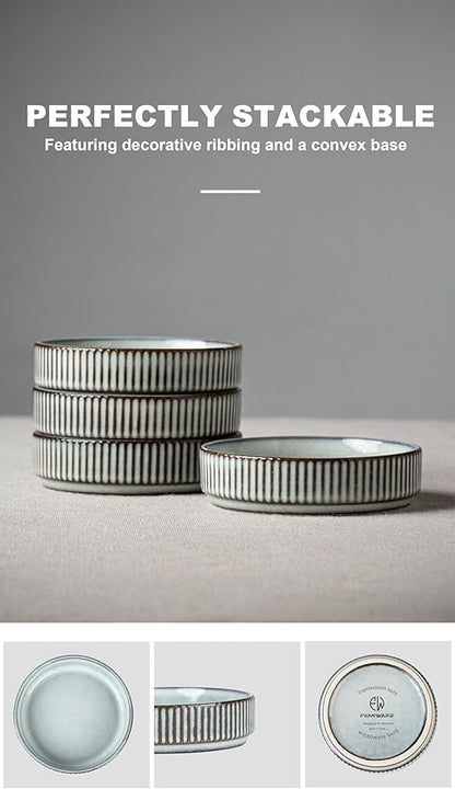 famiware Star Soy Sauce Dish Ceramic Dipping Bowls Set of 6, 4 oz Individual Dip Sauce Cups/Bowls/Dishes/Plates, Small Serving Bowl for Side Dishes, Dessert, Ice Cream, Condiments, Sushi - Smoky Blue