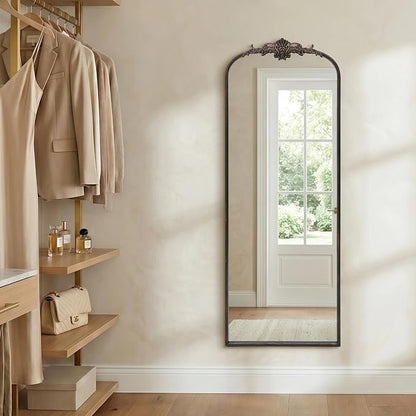 Besdomus Arched Mirror Full Length: 21"x56" French Black Vintage Full Body - Image 2
