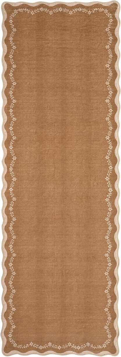 GarveeHome 2x6 Scalloped Washable Runner Rug Non Slip Hallway Kitchen Rug | - Image 9