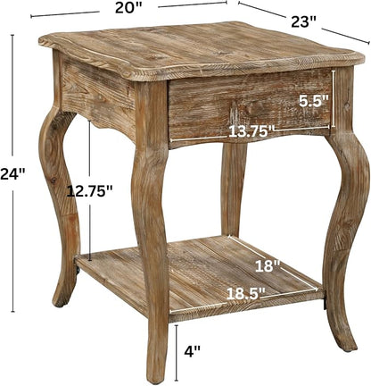 Austerity Rustic Solid Wood End Table - Image 3