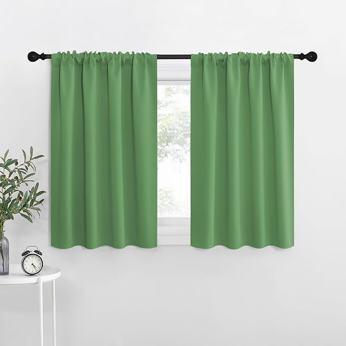 NICETOWN RV Blackout Curtains for Camper Windows, Froest Green, Kitchen Curtains by NICETOWN