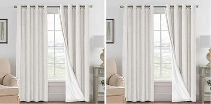 H.VERSAILTEX 100% Blackout Curtains Ivory, Linen Blackout Curtains 96 inch by HVERSAILTEX