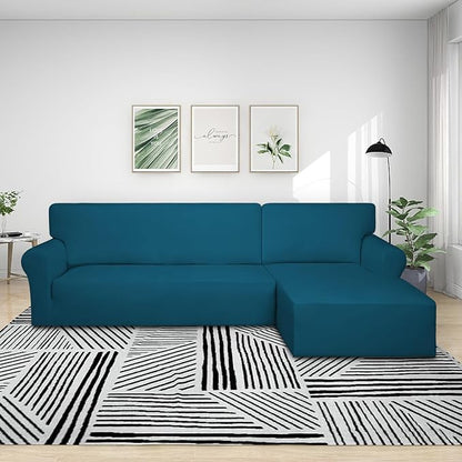 PureFit Stretch Sectional Couch Covers 2 pcs Non Slip L Shape Sofa Cover - Image 2