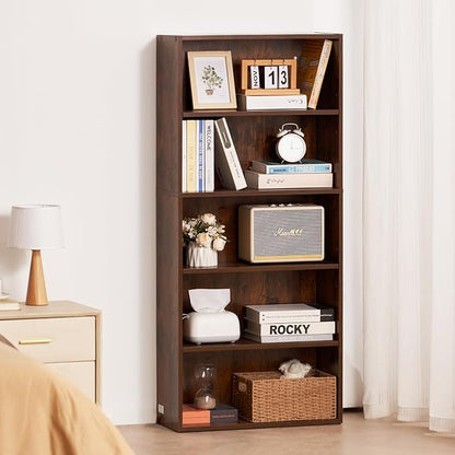 VEVOR 5 Tiers Narrow Bookshelf, 53 in Wooden Open Bookcase - Image 2