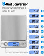 NEXT-SHINE Gram Scale, Digital Pocket Scale Portable Mini Size 500g x 0.01g with Back-Lit LCD Display Stainless Steel Platform Grams Ounces for Coffee Brewing Jewelry Cooking Baking