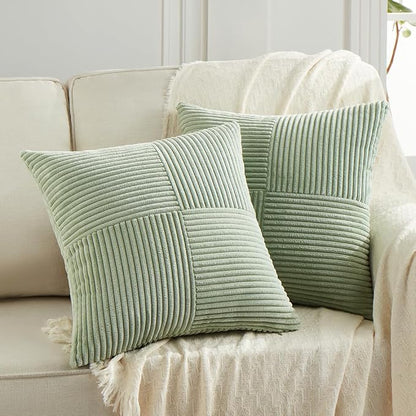 Fancy Homi 2 Packs Sage Green Decorative Throw Pillow Covers 22x22 Inch by Fancy+Homi