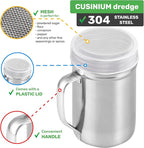 CUSINIUM Powdered Sugar Shaker Duster - With Handle - Cinnamon Shaker For Coffee Bar - Fine Mesh Dredge - 6 ounce | Style: Fine