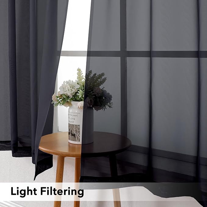 Simplebrand Rod Pocket Top Solid Voile Sheer Curtains - Image 3