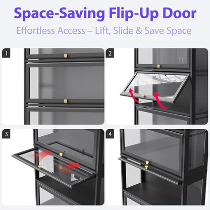 Display Cabinet with Acrylic Glass Doors, 5-Tiers Curio Cabinet with LED - Image 5
