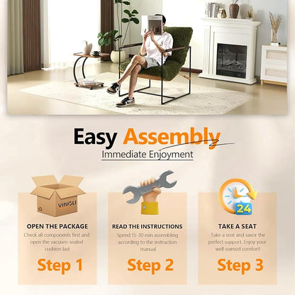 VINGLI 28" Wide Plush Upholstery Sling Modern Accent Chair - Image 8