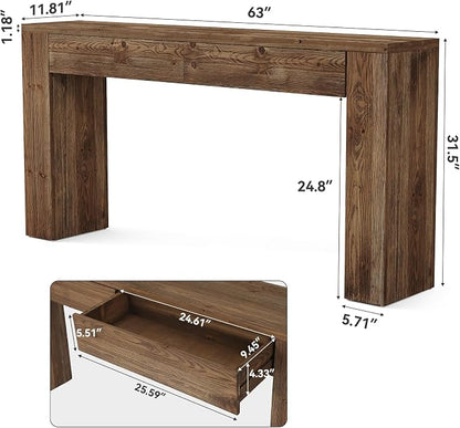LITTLE TREE Solid Wood 63 Inches Console Table - Image 2